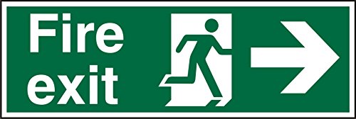 Seco Fire Exit – Fire Exit, Man Running Right, Pfeil nach rechts, 600 mm x 200 mm – selbstklebendes Vinyl, Weiß von Stewart Superior