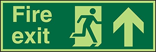 Seco Fire Exit – Fire Exit, Man Running Right, Pfeil zeigt nach oben, 450 mm x 150 mm – nachleuchtender 1 mm halbstarrer Kunststoff von Stewart Superior