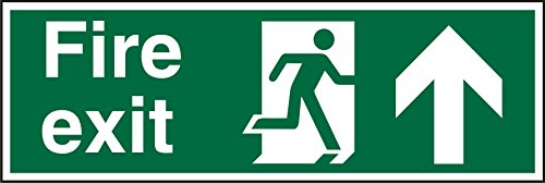 Seco Fire Exit – Fire Exit, Man Running Right, Pfeil zeigt nach oben, 600 mm x 200 mm – selbstklebendes Vinyl von Stewart Superior