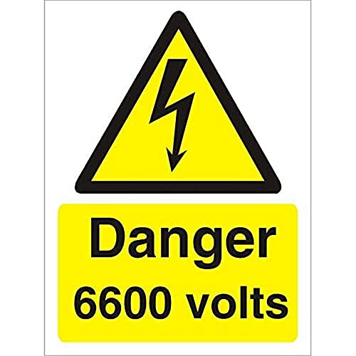 Seco Schild "Danger 6600 Volts", 200 x 300 mm, 1 mm, halbstarrer Kunststoff von Stewart Superior