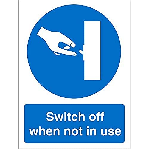 Seco Schild "Switch Off When Not in Use", 150 mm x 200 mm, 1 mm halbstarrer Kunststoff von Stewart Superior