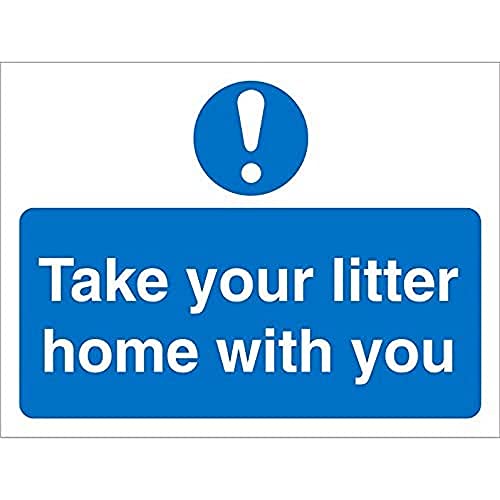 Seco Schild "Take Your Litter Home with You", 300 x 200 mm, selbstklebendes Vinyl von Stewart Superior