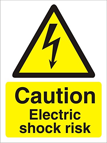 Seco Schild mit Aufschrift "Caution Electric Shock Risiko", 200 mm x 300 mm – 1 mm halbstarrer Kunststoff von Stewart Superior