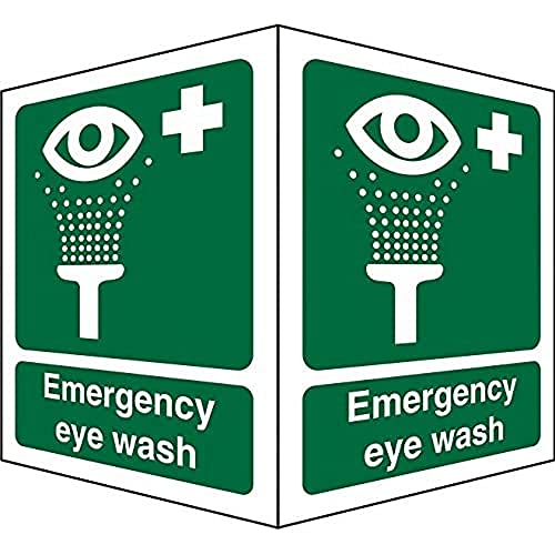 Seco Schild mit Aufschrift "Emergency Eye Wash On Each Face", 150 mm x 200 mm, 1 mm, halbstarrer Kunststoff von Stewart Superior