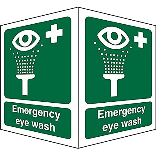 Seco Schild mit Aufschrift "Emergency Eye Wash On Each Face", 150 mm x 200 mm, 1 mm, halbstarrer Kunststoff von SECO