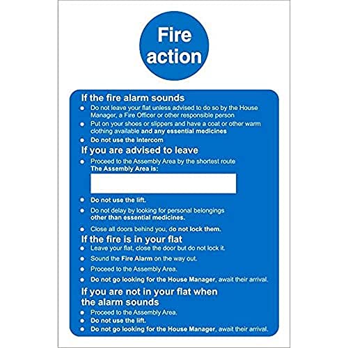 Seco Schild mit Aufschrift "Fire Action", 150 x 200 mm, 1 mm, halbstarrer Kunststoff von Stewart Superior