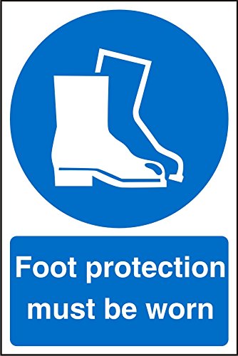 Seco Schild mit Aufschrift "Foot Protection Must Be Worn", 400 x 600 mm, 1 mm, halbstarrer Kunststoff von Stewart Superior