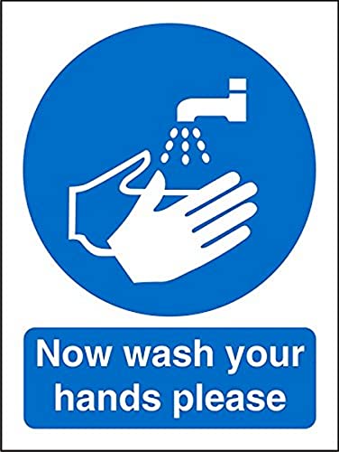 Seco Schild mit Aufschrift "Now Wash Your Hands Please", 200 mm x 300 mm, 1 mm, halbstarrer Kunststoff von Stewart Superior