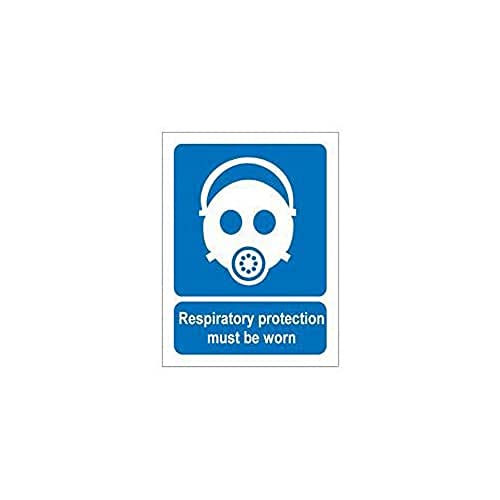 Seco Schild mit Aufschrift "Respiratory Protection Must Be Worn", 150 x 200 mm, selbstklebendes Vinyl, Weiß von Stewart Superior