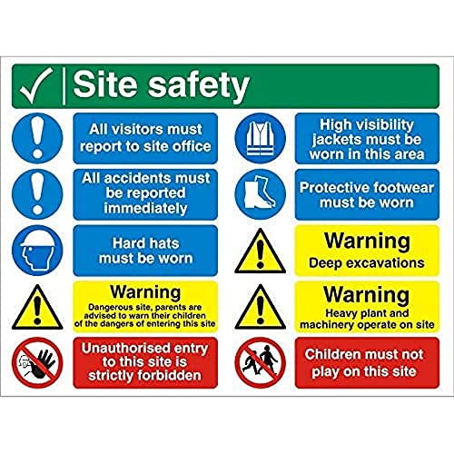 Seco Site Safety, All Visitors Must Report to Site Office Schild, 800 mm x 600 mm – 4 mm geriffelte Tafel von SECO