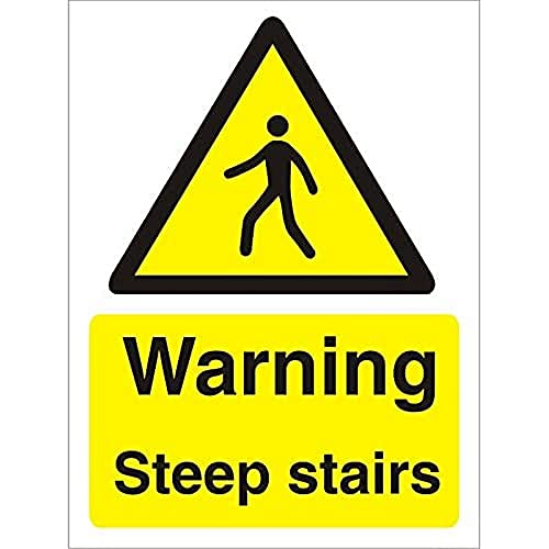 Seco Warnschild "Steep Stairs", 150 mm x 200 mm, 1 mm, halbstarrer Kunststoff von Stewart Superior