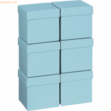 6 x Stewo Geschenkbox 10x10x10cm Cube One Colour blau hell von Stewo