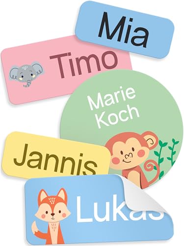 StiKiddo® 125 Stück Namensaufkleber Set für Kinder in der Kita - Personalisierbare Aufkleber, Ideal für Kleidung & Kindergarten, Made in Germany - Grün von StiKiddo