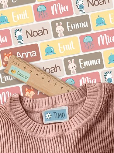 StiKiddo® 180 Stück Namensaufkleber für Kinder - Personalisierbare Namensschilder, Ideal für Kita, Schule und Kleidung, Made in Germany - Sand von StiKiddo
