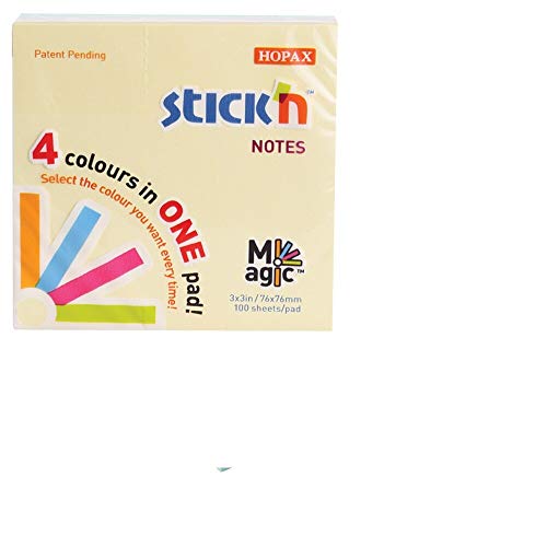 Stickn Magic Pad 76 x 76 mm, 4 Pastellfarben, 100 Blatt, 12 Stück von Stick'n