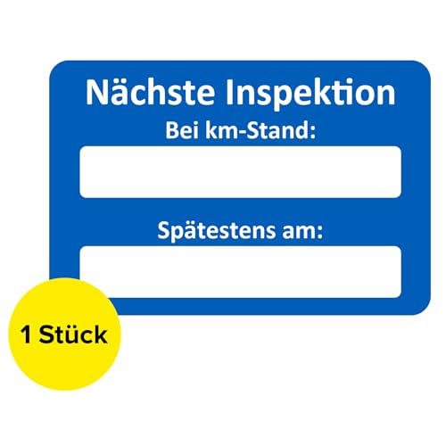 Sticker-Verlag Nächste Inspektion Aufkleber 1 Stück – Service Zettel KFZ, Inspektionszettel, Wartungsaufkleber, Kundendienst Aufkleber von Sticker-Verlag