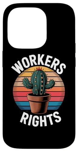 Workers Rights Kaktus | Retro Sonnenuntergang - Politisch Hülle für iPhone 14 Pro von StickerPolitics