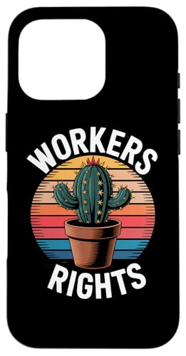 Workers Rights Kaktus | Retro Sonnenuntergang - Politisch Hülle für iPhone 16 Pro von StickerPolitics