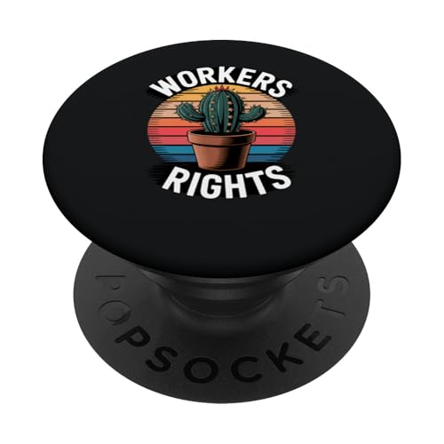 Workers Rights Kaktus | Retro Sonnenuntergang - Politisch PopSockets Klebender PopGrip von StickerPolitics