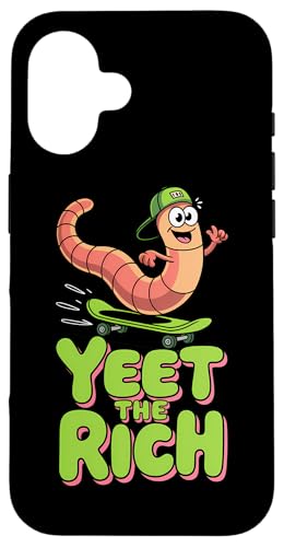 Yeet The Rich Worm | Skateboard, Lustig - Politisch Hülle für iPhone 16 von StickerPolitics