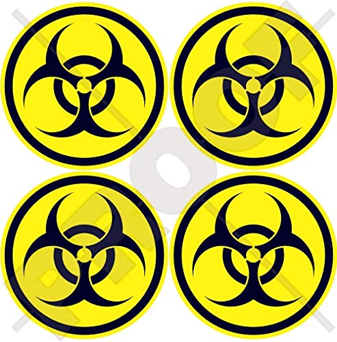 Biohazard Warnaufkleber, 50 mm, Covid Virus, biologische Gefahr, Sicherheit, rund, Vinyl, 4 Stück von StickersWorld