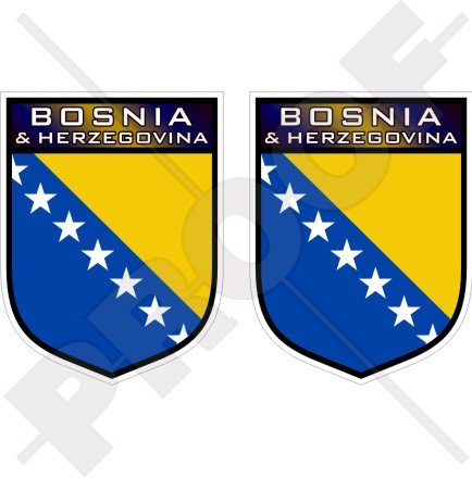 Bosnien & Herzegowina Schild 75 mm (7,6 cm) Vinyl-Aufkleber, 2 Stück von StickersWorld