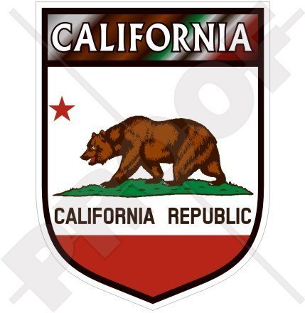 CALIFORNIA Kalifornien Staats Bärn Schild USA Amerika 100mm Auto & Motorrad Aufkleber, Vinyl Sticker von StickersWorld