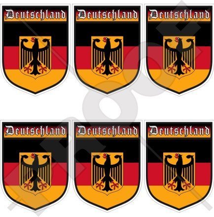 DEUTSCHLAND Deutschland Deutscher Schild 40mm Mobile, Handy Vinyl Mini Aufkleber, x6 Stickers von StickersWorld