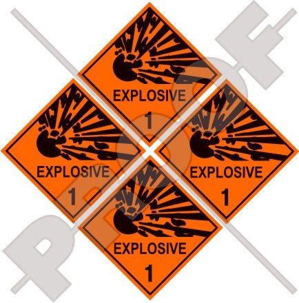 "Explosive"-Aufkleber, Explosionsgefahr, Sicherheitswarnung, 5,1 cm (50 mm), Vinyl-Sticker, 4 Stück von StickersWorld