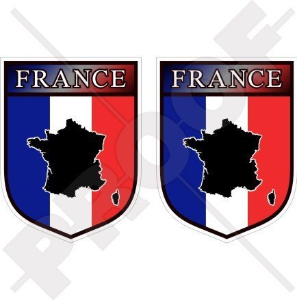 FRANKREICH Französischer Schild République Française 75mm Auto & Motorrad Aufkleber, x2 Vinyl Stickers von StickersWorld