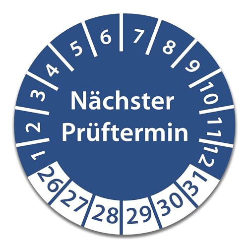 Prüfplakette DGUV V3 Nächster Prüftermin E-Check Elektro - 2026-2031 - Wasserfest/UV-Schutz Variante Nächster Prüftermin, Farbe Blau, Größe 100 Stück von Stickerworld24