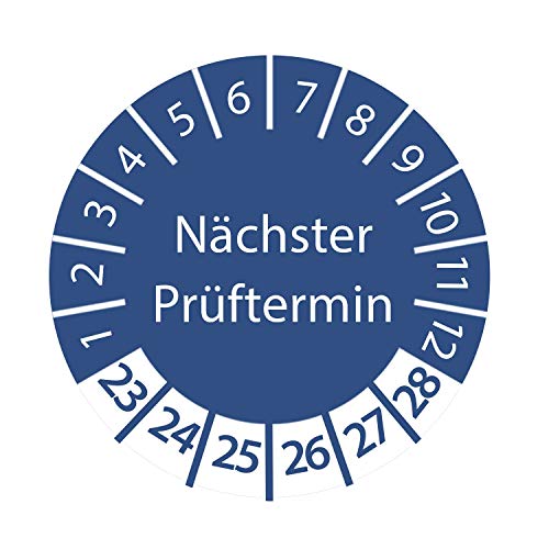 Prüfplakette nächster Prüftermin 2023-2028 ca. Ø 2-3 cm Blau Größe 10 Stück, Farbe Ø 3 cm von Stickerworld24