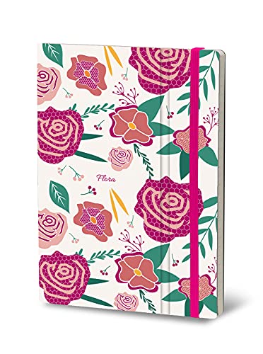Stifflex Premium FLORA - ROSE Notizbuch / 15 x 21 cm/L/Notebook Journal Tagebuch Täglichen Notizblock/Hardcover und Elastisch/FSC Zertifiziert/ von Stifflexible