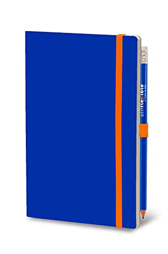 Stifflex Premium Klassisches Notizbuch Blanko/BASIC - BLUE/mit Bleistift Mit Gummiband / 13 x 21 cm/M A5/ Klassisches Notebook Journal Tagebuch Täglichen Notizblock/Hardcover von Stifflexible