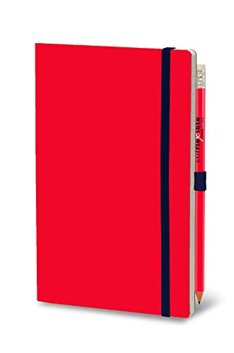 Stifflex Premium Klassisches Notizbuch Blanko/BASIC - RED/mit Bleistift Mit Gummiband / 13 x 21 cm/M A5/ Klassisches Notebook Journal Tagebuch Täglichen Notizblock/Hardcover von Stifflexible