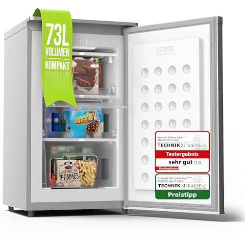 Stillstern Gefrierschrank C (73L) 4-Sterne-Gefrierfach -18°C, geringer Energieverbrauch, 3 Fächer, stufenlos regelbare Temperatur, wechselbarer Türanschlag, Gefrierschrank Klein, Tiefkühlschrank von Stillstern