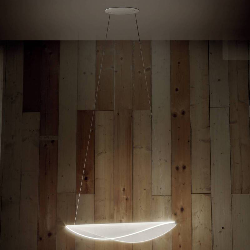 Stilnovo Diphy LED-Pendellampe, weiß Länge 75,6 cm von Stilnovo