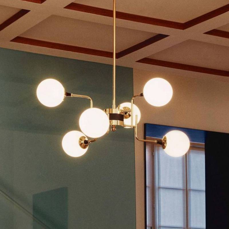 Stilnovo Hängelampe Galassia, goldfarben, Länge 91 cm von Stilnovo