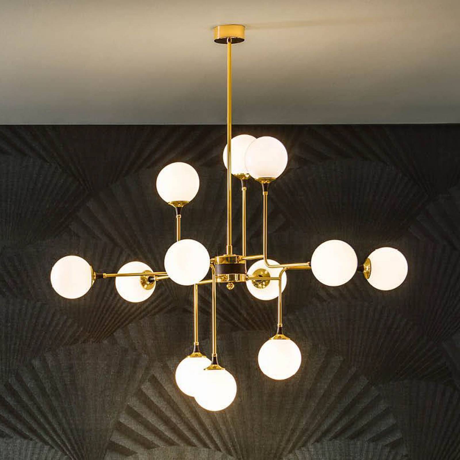 Stilnovo Hängelampe Galassia, goldfarben, Ø 120 cm, 12-flg. Stilnovo Hängelampe Galassia, goldfarben, Ø 120 cm, 12-flg. von Stilnovo