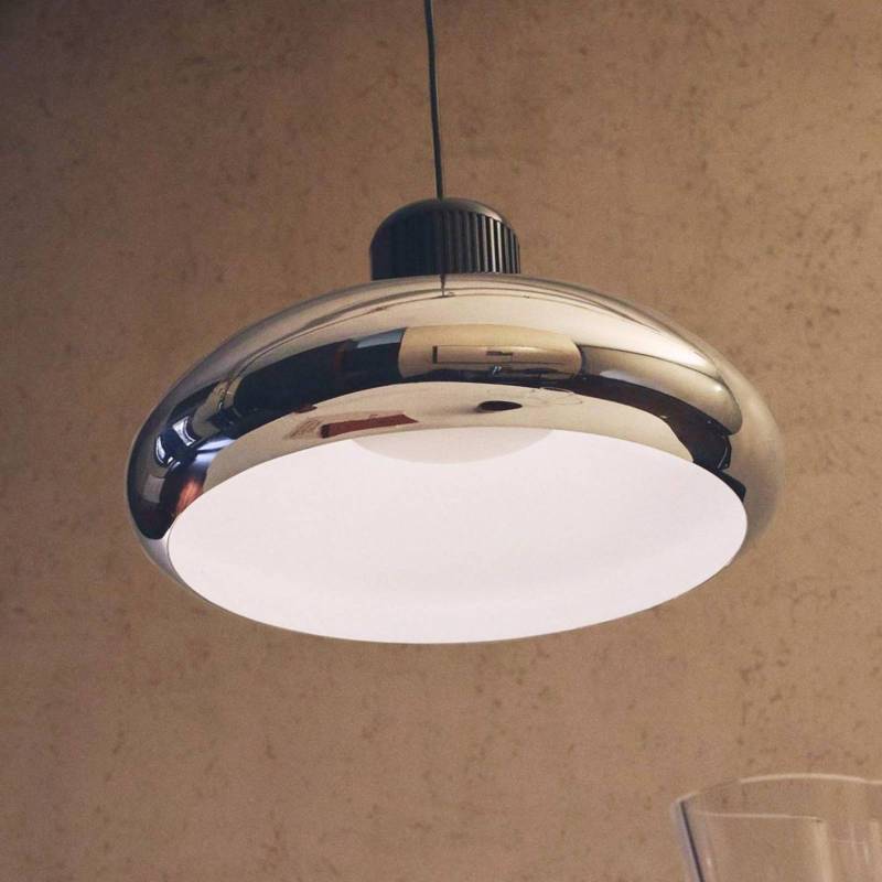 Stilnovo LED-Hängelampe Trepiù, chromfarben/schwarz, Ø 40 cm von Stilnovo