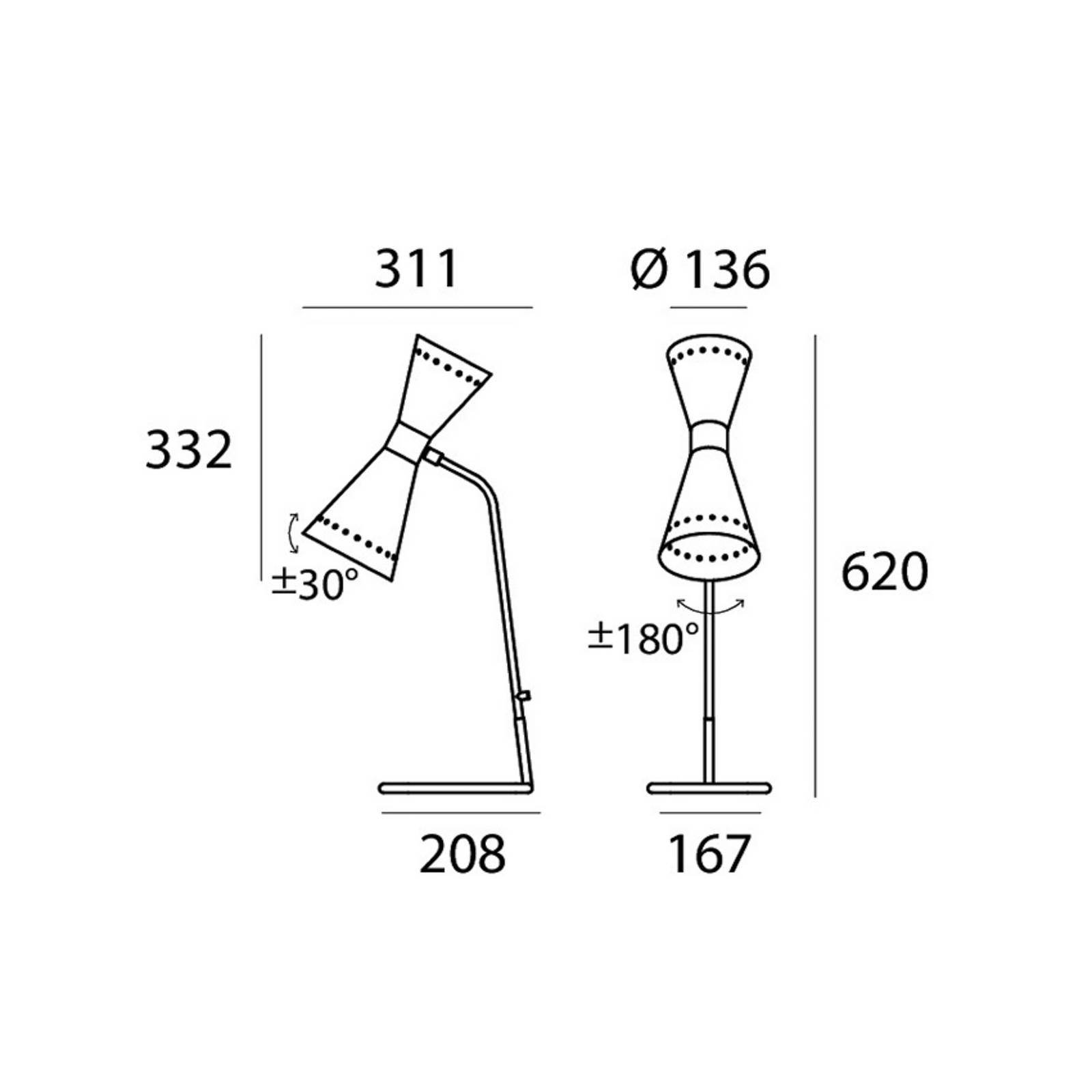 Stilnovo Tischlampe Megafono, elfenbeinfarben, 62 cm, Metall Stilnovo Tischlampe Megafono, elfenbeinfarben, 62 cm, Metall von Stilnovo