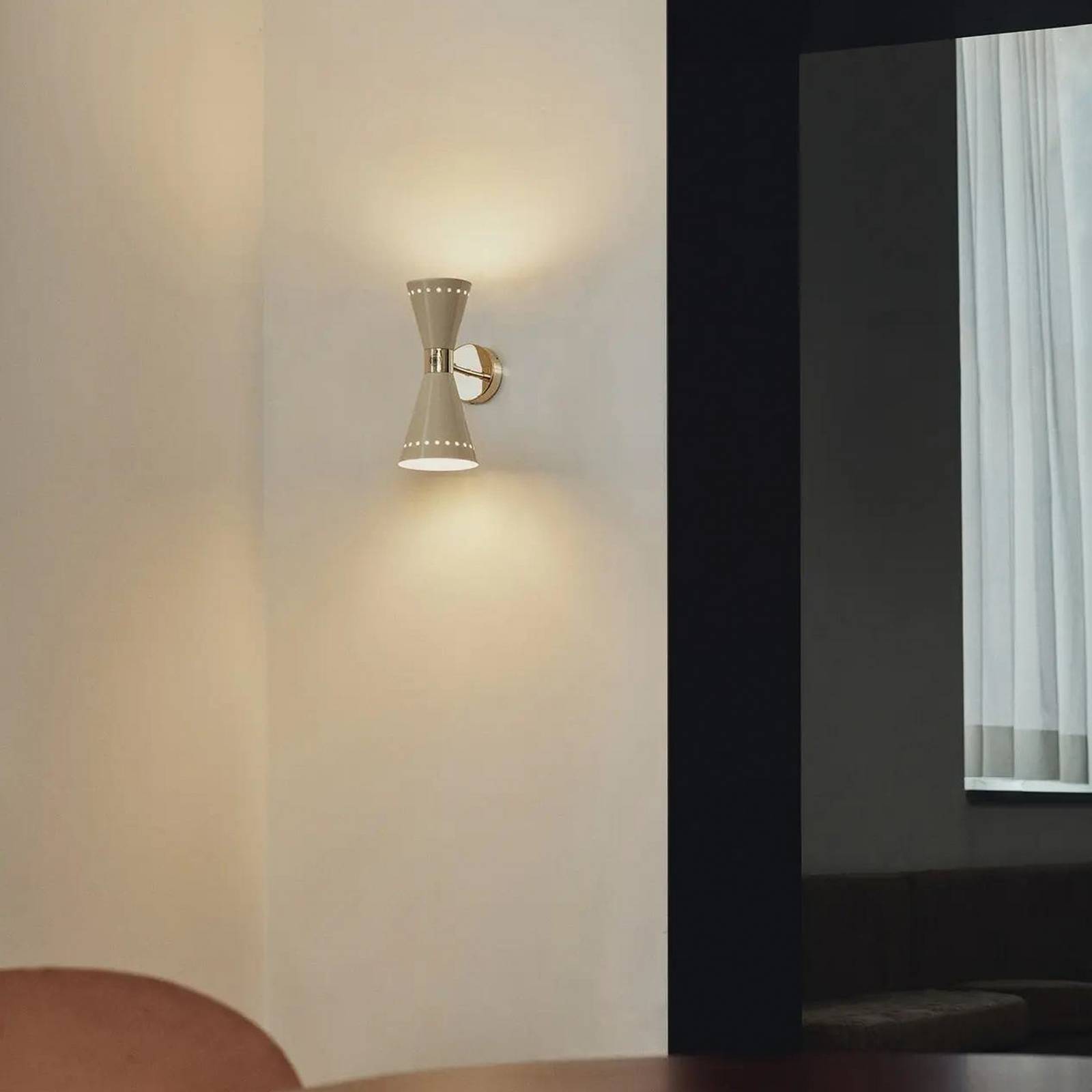 Stilnovo Wandlampe Megafono, elfenbeinfarben, 14 cm, 2-flg. von Stilnovo