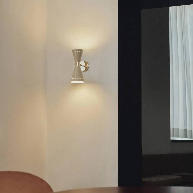 Stilnovo Wandlampe Megafono, elfenbeinfarben, 14 cm, 2-flg. von Stilnovo
