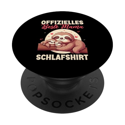 Offizielles Beste Mama Schlafshirt Faultier Muttertag Sloth PopSockets Klebender PopGrip von Stolze Schlafende Mama Liebevolle Mami Mutter