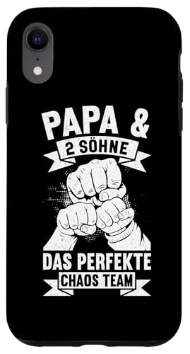 Papa Von 2 Söhne Das Perfekte Chaos Team Vatertag Hülle für iPhone XR von Stolzer Liebevoller Papa Vater Daddy Von Söhnen