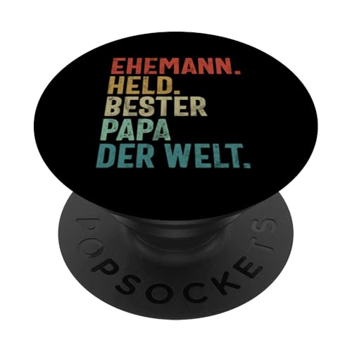 Ehemann Held Bester Papa Der Welt Retro Lustige Vatertag PopSockets Klebender PopGrip Ehemann Held Bester Papa Der Welt Retro Lustige Vatertag PopSockets Klebender PopGrip von Stolzer Liebevoller Papa Vatertagsgeschenk Daddy