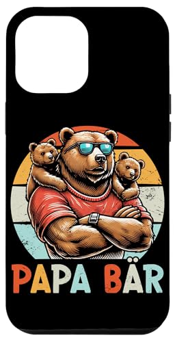 Papa Bär Papa Bear Vatertag Sohn Tochter 2 Kinder Retro Hülle für iPhone 12 Pro Max von Stolzer Papa Bär Liebevoller Papa Vater Daddy
