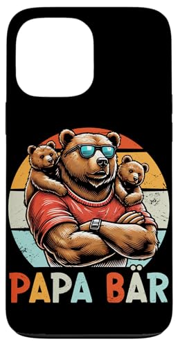Papa Bär Papa Bear Vatertag Sohn Tochter 2 Kinder Retro Hülle für iPhone 13 Pro Max von Stolzer Papa Bär Liebevoller Papa Vater Daddy