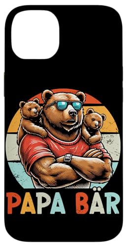 Papa Bär Papa Bear Vatertag Sohn Tochter 2 Kinder Retro Hülle für iPhone 14 Plus von Stolzer Papa Bär Liebevoller Papa Vater Daddy