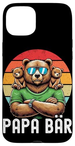 Papa Bär Papa Bear Vatertag Sohn Tochter Elternteil Retro Hülle für iPhone 15 Plus von Stolzer Papa Bär Liebevoller Papa Vater Daddy